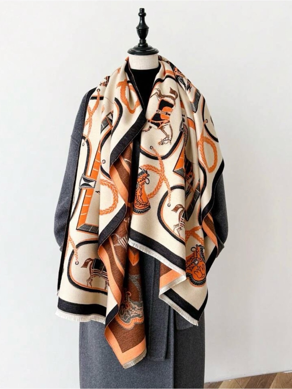 Equestrian Cashmere- like shawl/wrap